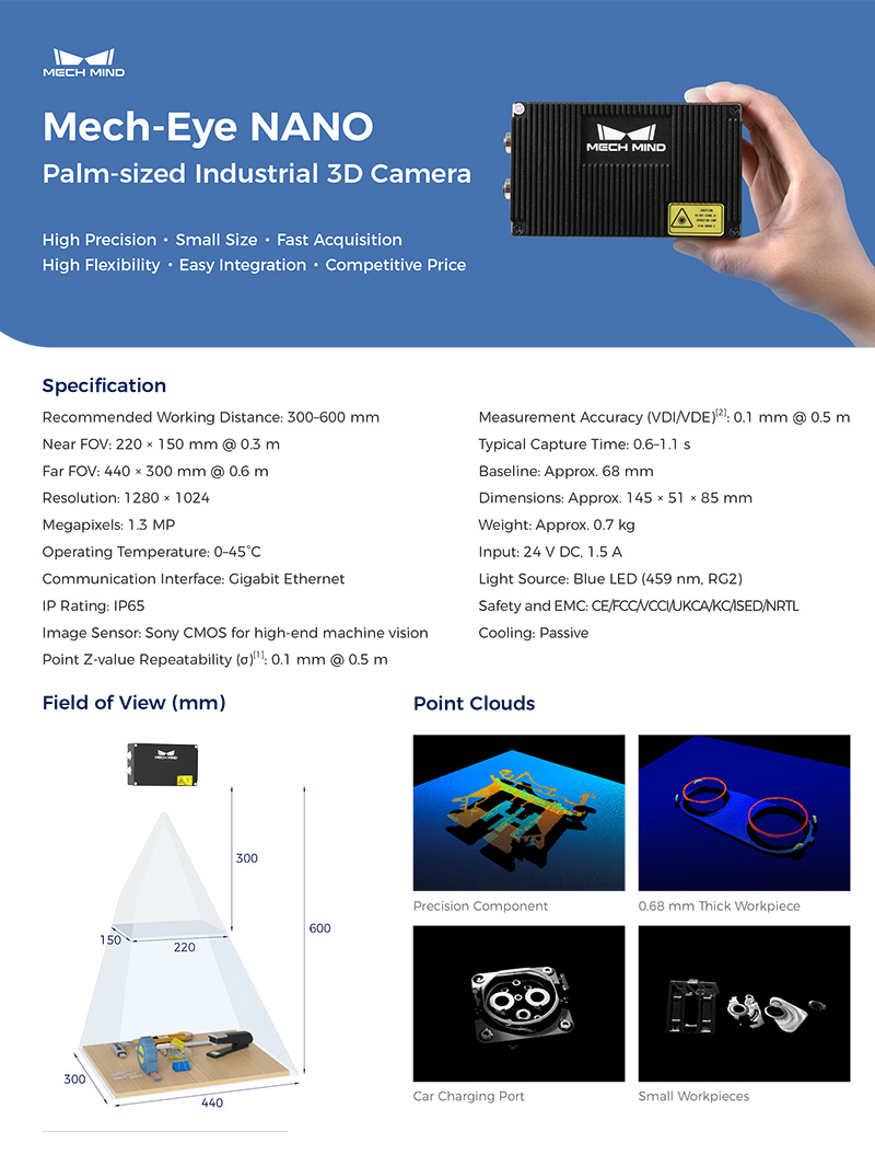Mech-Eye NANO Palm-sized Industrial 3D Camera